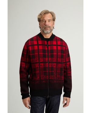 Woolrich Herren Karierte Bomberjacke Aus Reiner Schurwolle Rot Größe