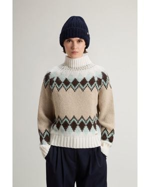 Woolrich Damen Pullover Mit Fair-Isle-Muster Aus Einer Mohair-Woll-Mischung Weiß Größe - Natur