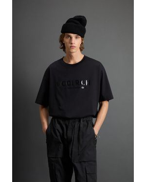 Woolrich Herren T-Shirt Aus Reiner Baumwolle Mit Logo By Todd Snyder Schwarz Größe