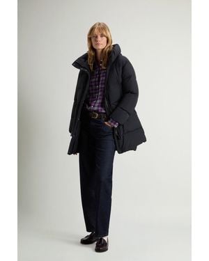 Woolrich Gewatteerde Parka Madison Van Matte Stretch Nylon Zwart Grootte - Blauw