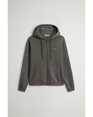 Woolrich Herren Stückgefärbte Kapuzenjacke Aus Reiner Baumwolle Grün Größe - Mehrfarbig