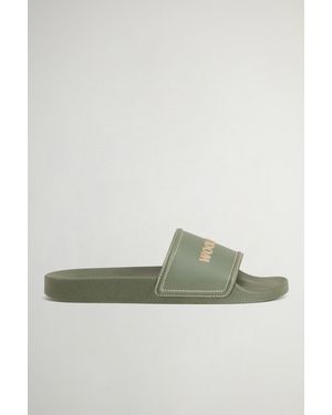 Woolrich Slide-Sandalen Met Logo Groen Grootte