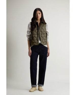 Woolrich Damen Heritage Steppweste Aus Mikrofaser Grün Größe - Blau
