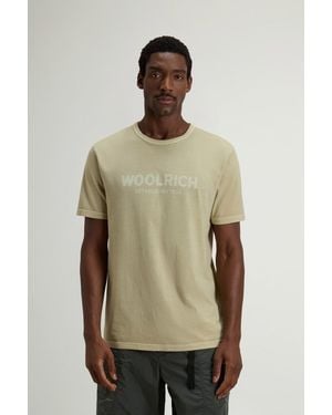 Woolrich Herren Stückgefärbtes T-Shirt Aus Reiner Baumwolle Größe - Natur