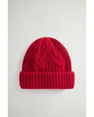 Woolrich Herren Beanie Aus Einer Baumwoll-Woll-Mischung Rot Größe