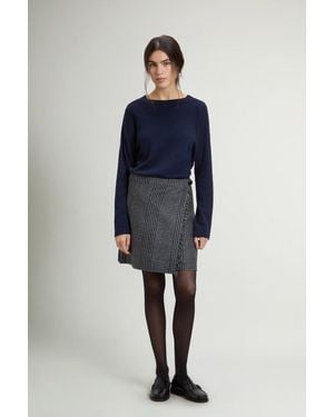 Woolrich Geruite Minirok Van Gerecyclede Italiaanse Wolmix-Flanel Wit Grootte - Blauw