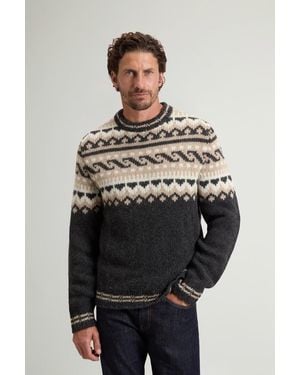 Woolrich Herren Rundhalspullover Mit Fair-Isle-Muster Aus Wolle Und Alpaka Größe - Grau