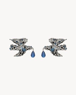 Saint Laurent Pendientes En Forma De Paloma De Cristal Y Resina - Multicolor