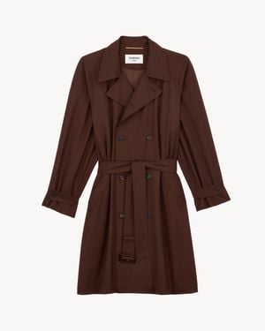 Saint Laurent Gabardina De Gabardina De Lana - Marrón