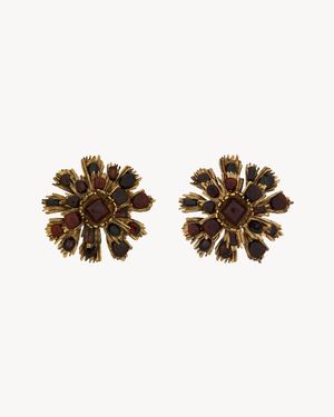 Saint Laurent Pendientes En Forma De Rayos De Sol, De Resina Y Cristal - Multicolor