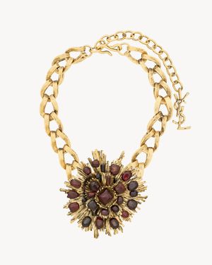 Saint Laurent Colgante De Cadena En Forma De Rayos De Sol, De Resina Y Cristal - Metálico