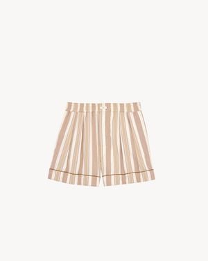 Saint Laurent Pantalones Cortos De Pijama De Algodón Acanalado - Neutro