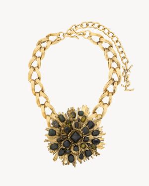 Saint Laurent Colgante De Cadena En Forma De Rayos De Sol, De Resina Y Cristal - Metálico