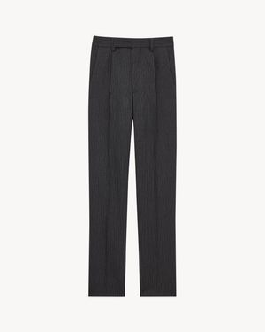 Saint Laurent Pantalones Entallados De Lana Con Motivo De Espiga Y Rayas - Gris