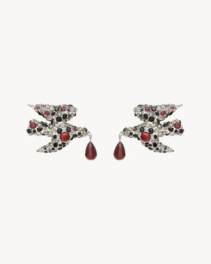 Saint Laurent Pendientes En Forma De Paloma De Cristal Y Resina - Multicolor