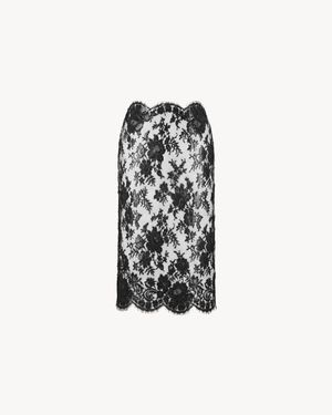 Saint Laurent Falda Lápiz De Encaje Revestido De Silicona - Blanco
