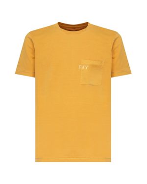 Fay Orangefarbenes Jersey-Crewneck-T-Shirt - Gelb