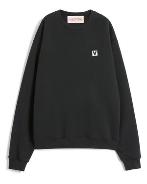 Valentino Baumwoll-Sweatshirt Mit Rundhalsausschnitt Und Patch - Schwarz