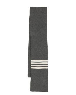 Thom Browne Grauer Cashmere-Schal Mit 4-Streifen