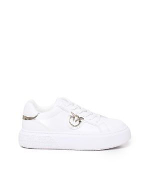 Pinko Glattes Kalbsleder Weiße Sneaker