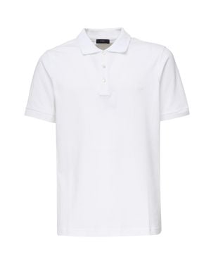 Fay Stretch-Piqué-Ripp-Poloshirt - Weiß