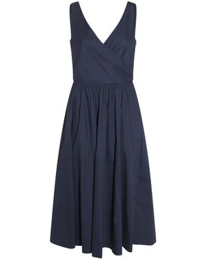 Add Marineblaue Plissierte Midi-Kleid