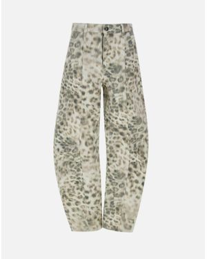 ROTATE BIRGER CHRISTENSEN Animal-Print-Denim-Cargohosen - Weiß