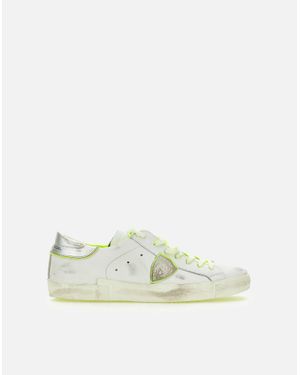 Philippe Model Prsx Weiße Fluoreszierend Gelbe Turnschuhe