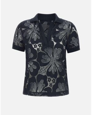 Max Mara Romeo Schwarze Blumen Baumwollbluse - Blau
