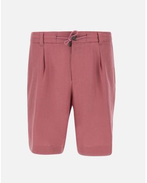 BOSS L-Peet Bermudashorts Aus Mauvefarbenem Leinen - Pink