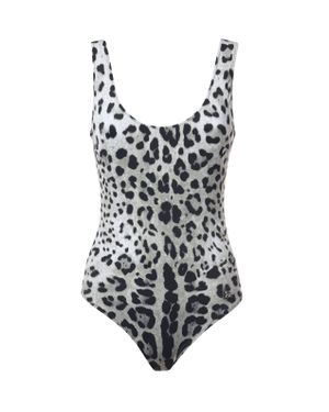 Dolce & Gabbana Leopardenmuster Badeanzug - Grau