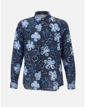 Paul Smith Blaues Yukka-Print-Hemd