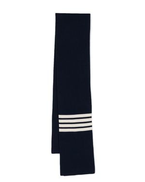 Thom Browne Marineblaues Cashmere-Schal Mit 4-Streifen