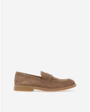 Eleventy Penny-Loafer Aus Wildleder-Kalbsleder - Weiß