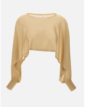 Kangra Goldener Lurex-Bolero Mit Fledermausärmeln - Weiß