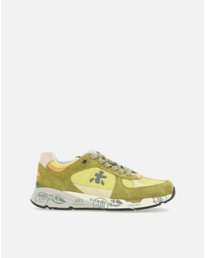 Premiata Mase7236 Grüne Wildleder-Nylon-Sneaker - Gelb