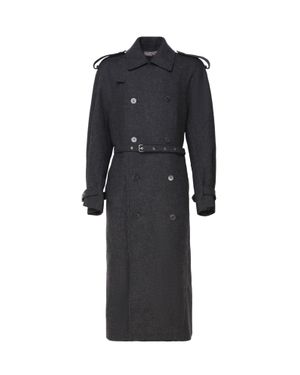 JW Anderson Grau Woll-Trenchcoat Mit Taschen - Blau