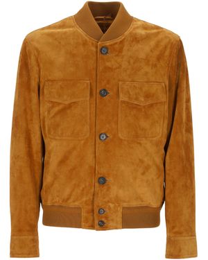 Loro Piana Kiku Bomberjacke Aus Kalbsleder - Braun