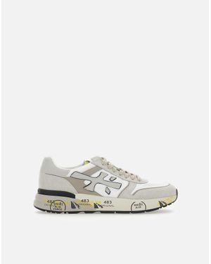 Premiata Mick7212 Graue Wildleder-Nylon-Sneaker - Weiß