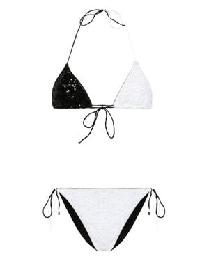 Oséree Paillettenverziertes Dreieck-Cup-Bikini - Schwarz