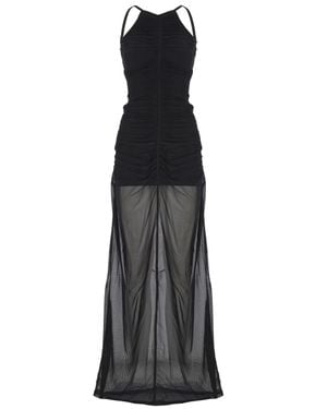 DIESEL Gerafftes Schwarzes Halbtransparentes Kleid