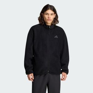 adidas City Tech 3 Stripes High Pile Fleece Full Zip - Nero