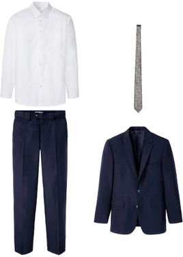 bonprix Completo A Giacca Con Camicia E Cravatta (4 Pezzi) - Blu
