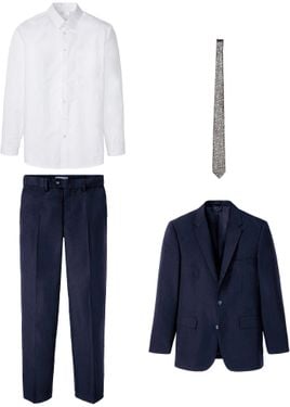 bonprix Completo A Giacca Con Camicia E Cravatta, Regular Fit (4 Pezzi) - Blu