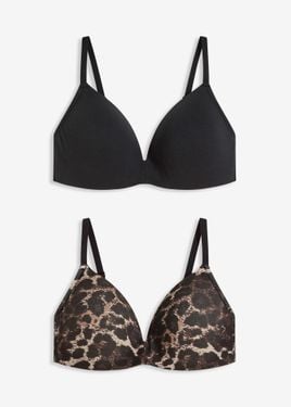 bonprix Reggiseno Senza Ferretto Con Coppe Preformate E Cotone (Pacco Da 2) - Nero