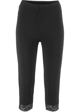 bonprix Leggings A Pinocchietto Con Pizzo - Nero