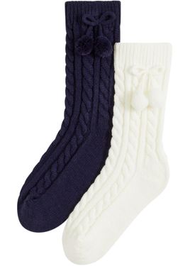 bonprix Calzini Grossi Con Motivo A Maglia (Pacco Da 2 Paia) - Blu