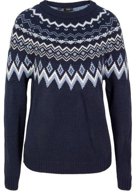 bonprix Maglione Norvegese Accollato - Blu