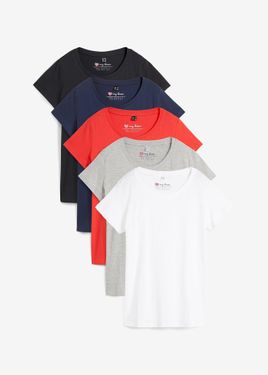 bonprix Maglia Con Scollo Rotondo E Maniche Corte (Pacco Da 5) - Rosso