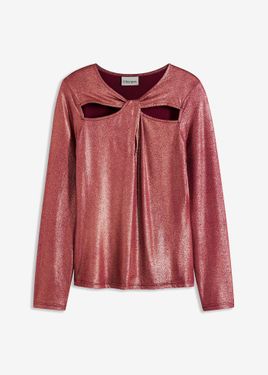 bonprix Maglia A Maniche Lunghe Con Cut-Out - Rosso